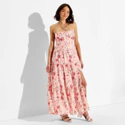 Women's Strapless Tiered Corest Maxi Dress - Wild Fable™ Pink Floral XXS