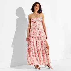 Women's Strapless Tiered Corest Maxi Dress - Wild Fable™ Pink Floral XXS
