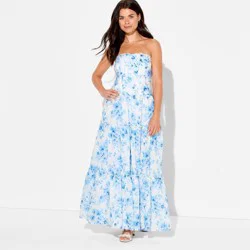 Women's Strapless Tiered Corest Maxi Dress - Wild Fable™ White Floral S