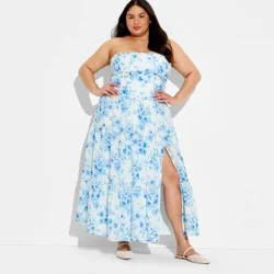 Women's Strapless Tiered Corest Maxi Dress - Wild Fable™ White Floral XXL
