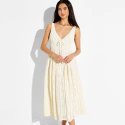 Women's Midi Lace Basque Empire Waist Dress - Wild Fable™ Cream M