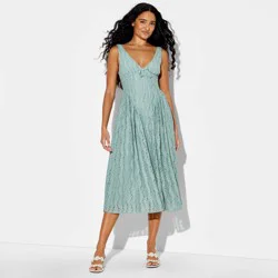 Women's Midi Lace Basque Empire Waist Dress - Wild Fable™ Slate Blue S