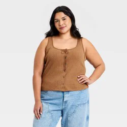Women's Pointelle Tank Top - Universal Thread™ Brown XXL