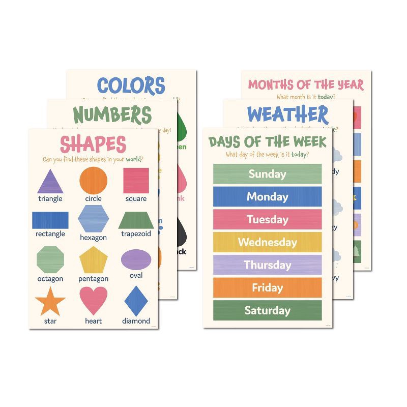 slide 1 of 7, U Brands 6ct 11"x17" Learning Poster Set Learning Posters, 6 ct