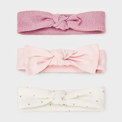 Baby Girls' 3pk Bow Headwrap - Cloud Island™ Mauve/Pink/Off-White 0-6M
