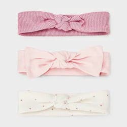 Baby Girls' 3pk Bow Headwrap - Cloud Island™ Mauve/Pink/Off-White 0-6M