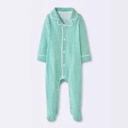 Baby Boys' Gingham Mommy & Me Long Sleeve Sleep N' Play - Cloud Island™ Green 3-6M