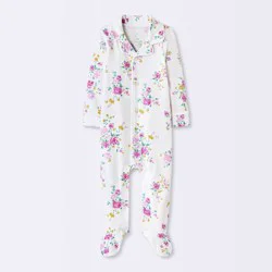 Baby Girls' Floral Mommy & Me Long Sleeve Sleep N' Play Footed Pajamas - Cloud Island™ Ivory Newborn