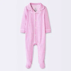 Baby Girls' Gingham Mommy & Me Long Sleeve Sleep N' Play - Cloud Island™ Pink 6-9M