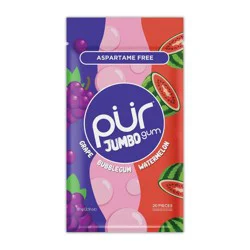 PUR Jumbo Gum Variety Grape Bubblegum Watermelon Flavor - 2.92oz