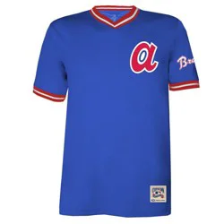 MLB Atlanta Braves Men's TC Poly V-Neck Mesh Jersey - L