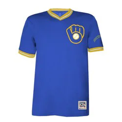MLB Milwaukee Brewers Men's TC Poly V-Neck Mesh Jersey - M