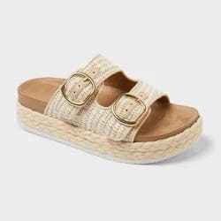 Kids' Elvy Raffia Casual Sandals - art class™ Ivory 1