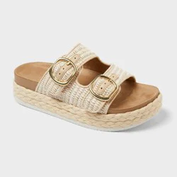 Kids' Elvy Raffia Casual Sandals - art class™ Ivory 3