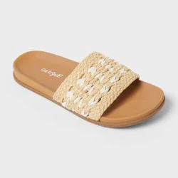 Kids' Melani Flower Strap Slides - Cat & Jack™ Natural 3