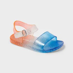 Toddler Girls' Striped Casual Sandals - Cat & Jack™ Blue/Clear/Red 11T