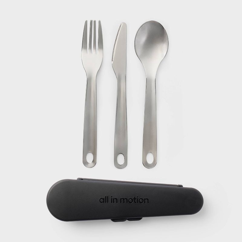 slide 1 of 3, Stainless Steel Cutlery - All In Motion™ Black, 1 ct