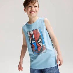 Boys' Spider-Man Oversized Graphic Tank Top - Cat & Jack™ Light Blue M