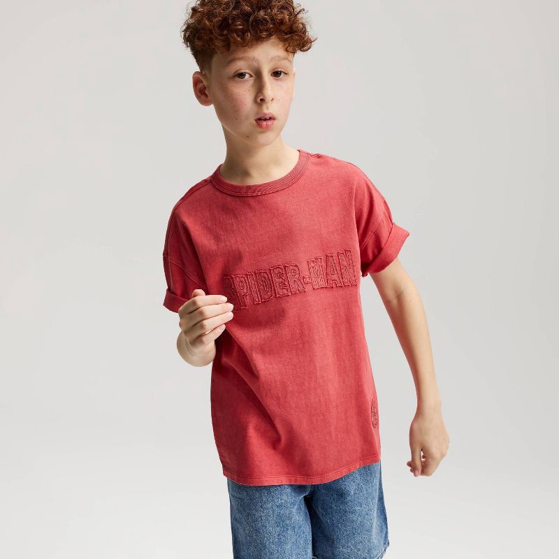 slide 1 of 4, Boys' Short Sleeve Spider-Man Oversized Graphic T-Shirt - Cat & Jack™ Red XL, 1 ct