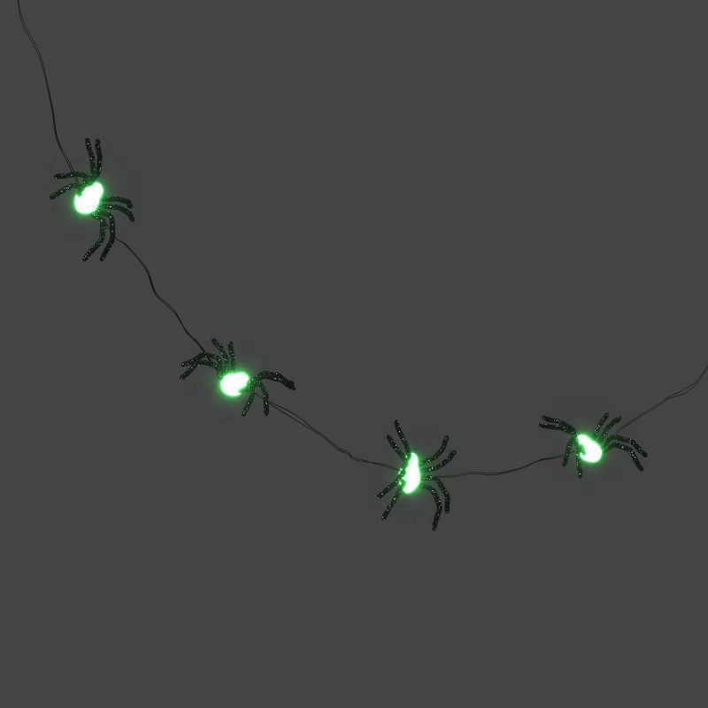 slide 1 of 4, 20ct LED Halloween Glittered Spiders Dewdrop Light String - Hyde and EEK! Boutique™, 20 ct