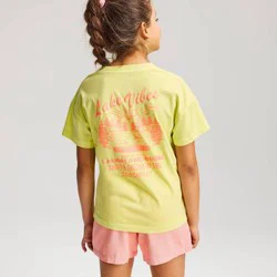 Girls' Short Sleeve Oversized 'Lake Vibes' Graphic T-Shirt - Cat & Jack™ Yellow L