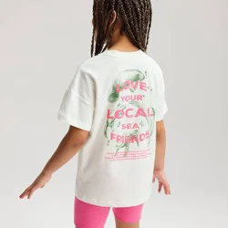 Girls' Short Sleeve Oversized 'sea Friends' Graphic T-Shirt - Cat & Jack™ Cream XS