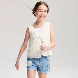 Girls' Tie Vest Sweater - Cat & Jack™ Cream XS