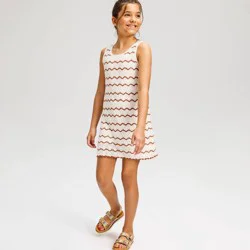 Girls' Striped Pointelle Sweater Dress - Cat & Jack™ Brown M