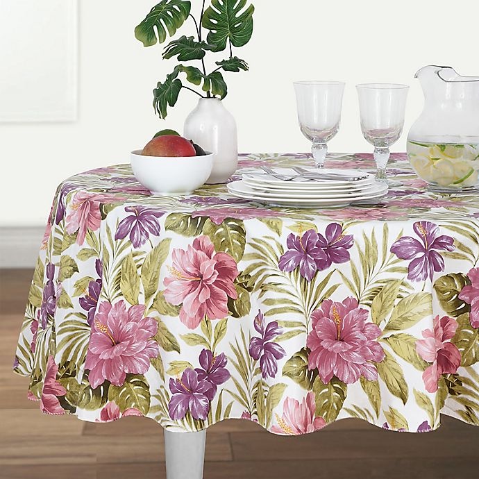 slide 2 of 2, Island Oasis Round Stain Resistant Vinyl Tablecloth, 70 in