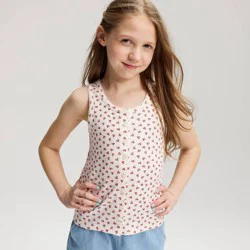 Girls' Floral Printed Button Tank Top - Cat & Jack™ Cream M