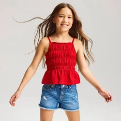 Girls' Smocked Peplum Tank Top - Cat & Jack™ Red M