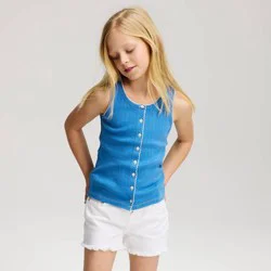 Girls' Button Tank Top - Cat & Jack™ Blue M