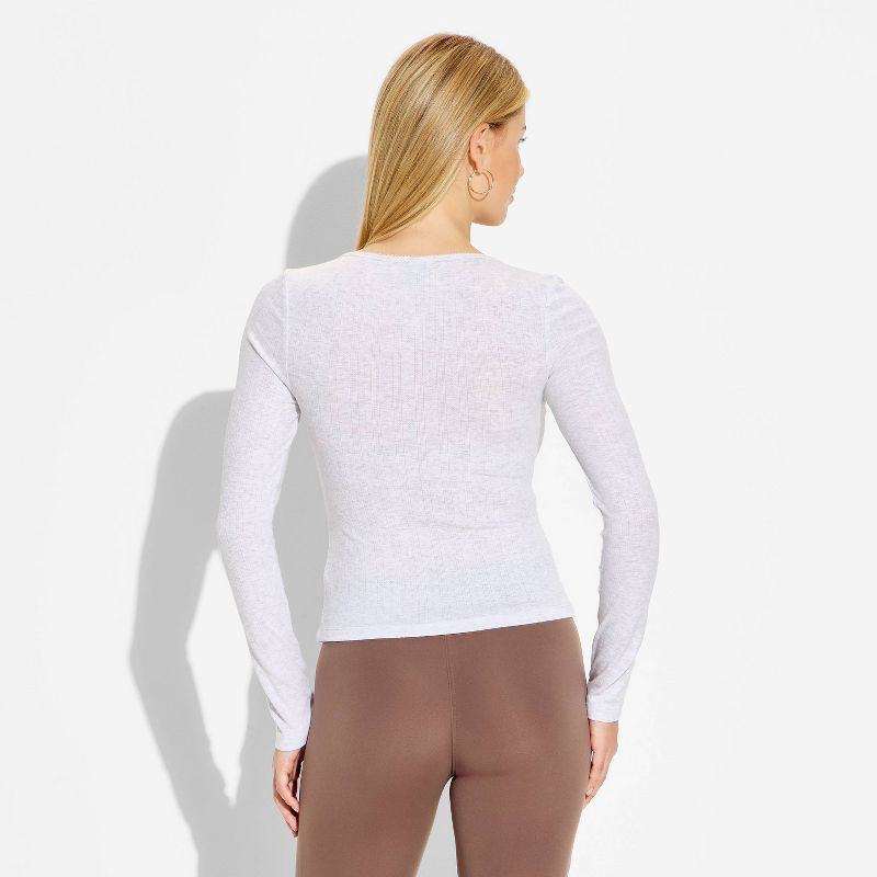 slide 3 of 4, Women's Cinched Long Sleeve Scoop Neck Blouse - Wild Fable™ Gray L, 1 ct