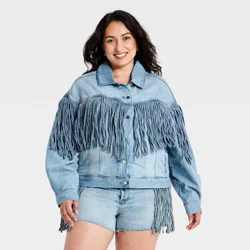 Women's Fringe Denim Jacket - Universal Thread™ Light Wash XXL