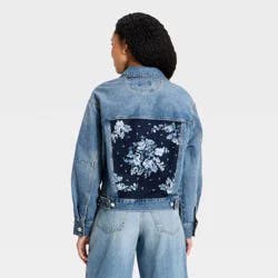 Women's Bandana Print Denim Jacket - Universal Thread™ Medium Wash M