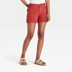 Women's Mid-Rise 90s Baggy Cuff Denim Shorts - Universal Thread™ Red 4