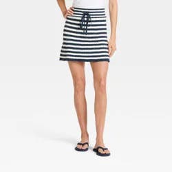 Women's Sweater Mini A-Line Skirt - Universal Thread™ Navy Blue Striped S