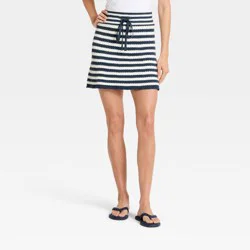 Women's Sweater Mini A-Line Skirt - Universal Thread™ Navy Blue Striped M