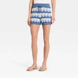 Women's High-Rise Sweater Shorts - Universal Thread™ Navy Blue Striped M