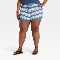 Women's High-Rise Sweater Shorts - Universal Thread™ Navy Blue Striped XXL