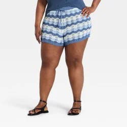 Women's High-Rise Sweater Shorts - Universal Thread™ Navy Blue Striped XXL