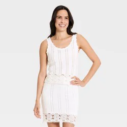 Women's Openwork Sweater Tank Top - Universal Thread™ White L