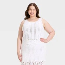 Women's Openwork Sweater Tank Top - Universal Thread™ White XXL