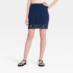 Women's Openwork Sweater A-Line Skirt - Universal Thread™ Navy Blue M