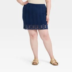 Women's Openwork Sweater A-Line Skirt - Universal Thread™ Navy Blue XXL