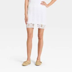 Women's Openwork Sweater A-Line Skirt - Universal Thread™ White XL