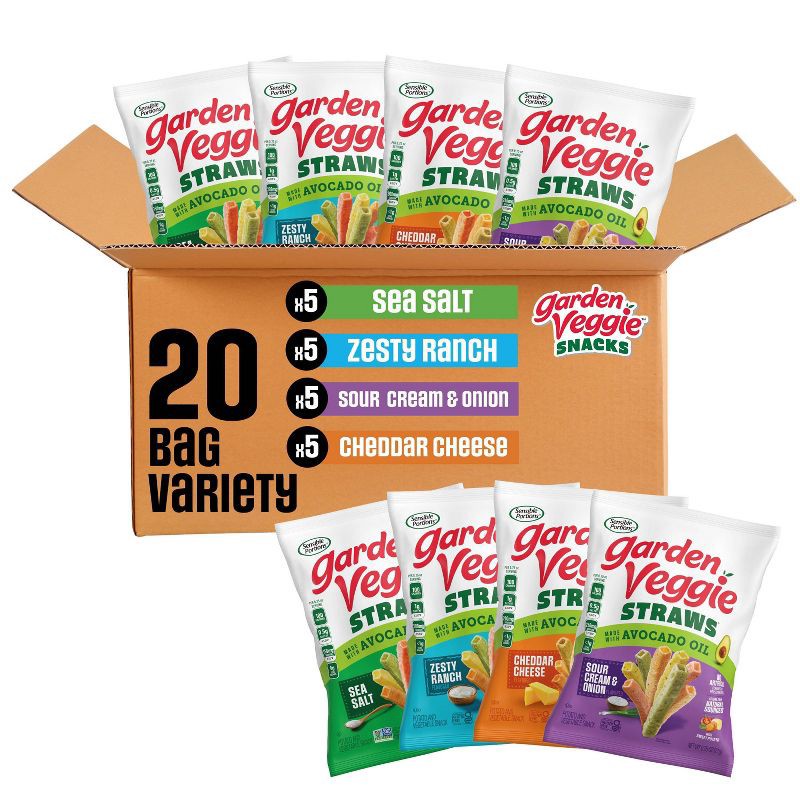 slide 1 of 12, Sensible Portions Garden Veggie Straws Variety Pack Chips with Avocado Oil Chips - 15oz/20ct, 15 oz, 20 ct