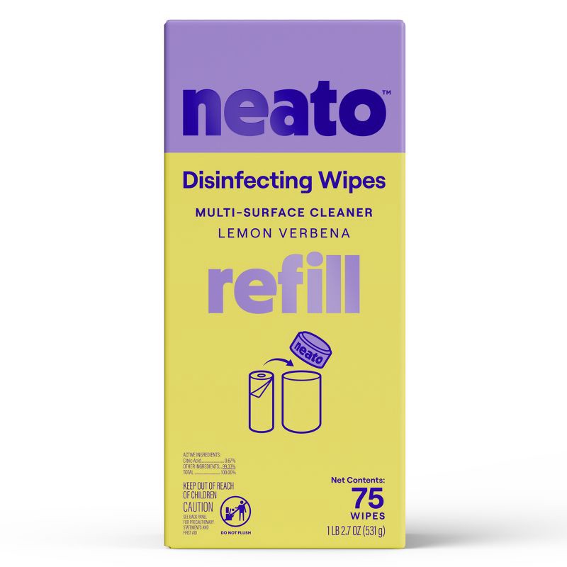 slide 1 of 9, neato Wipes All-Purpose Cleaners - Refill Pack 75 Wipes - Lemon, 1 ct