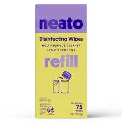 neato Wipes All-Purpose Cleaners - Refill Pack 75 Wipes - Lemon: Plastic Canister, Cleaner Disinfects, Multi-Surface