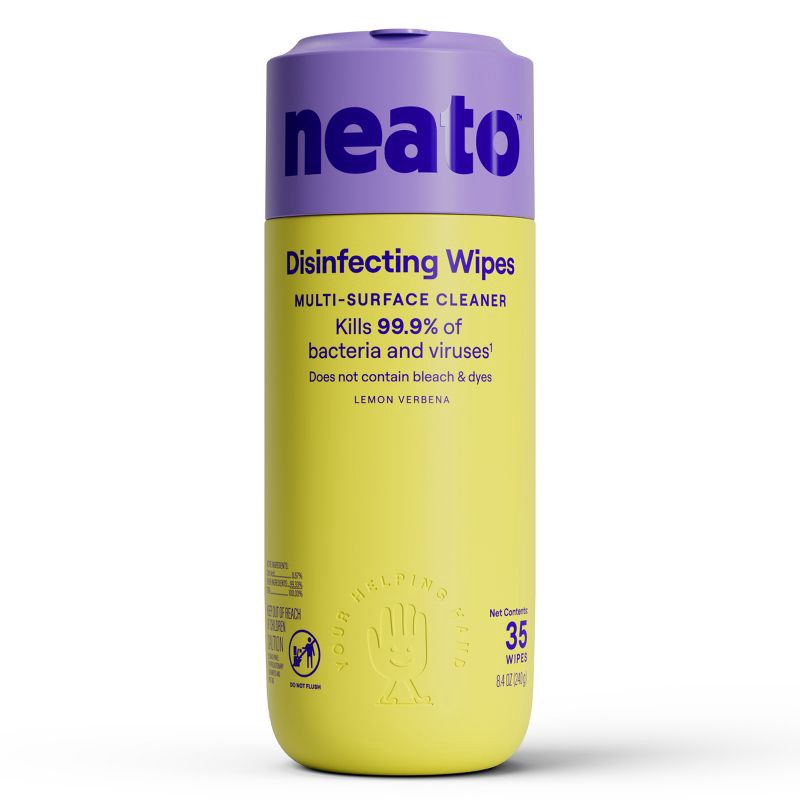 slide 1 of 8, neato Lemon Wipes Canister All-Purpose Cleaners - 35ct: Multi-Surface, Sealed Stone Surfaces, Non-Porous, 35 ct